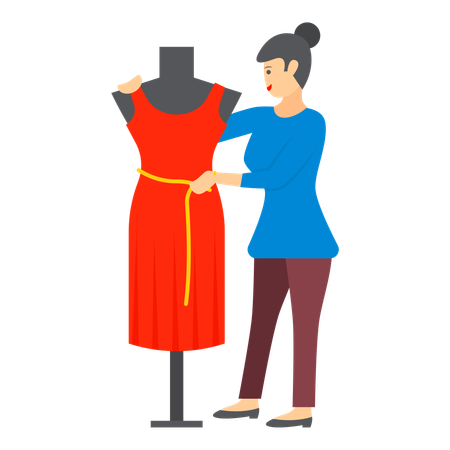 Créatrice de rêves créant des robes avec créativité  Illustration