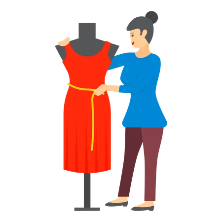 Créatrice de rêves créant des robes avec créativité  Illustration