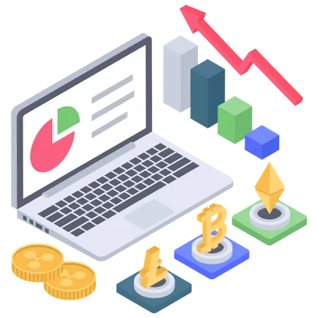 Crecimiento de la inversión en el mercado de criptomonedas  Ilustración