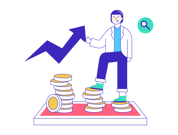 Crecimiento empresarial en línea  Ilustración