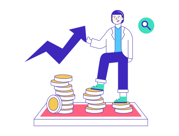 Crecimiento empresarial en línea  Ilustración