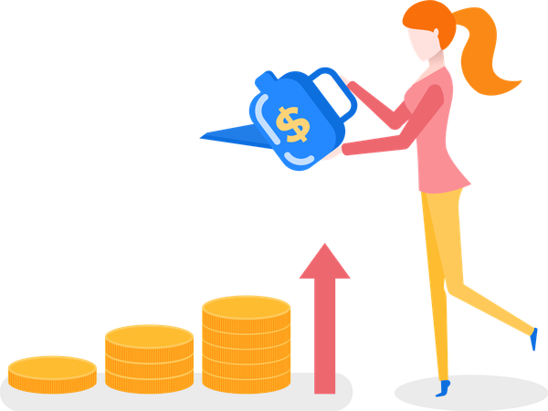 Crecimiento de las ganancias del dinero  Ilustración