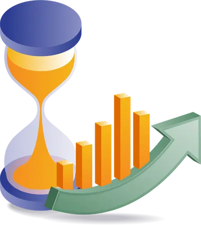 Crecimiento empresarial con reloj de arena  Ilustración