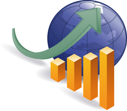 Crecimiento empresarial entre el mundo  Ilustración