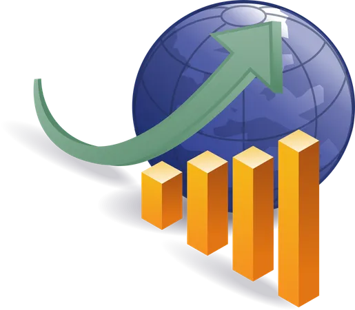 Crecimiento empresarial entre el mundo  Ilustración