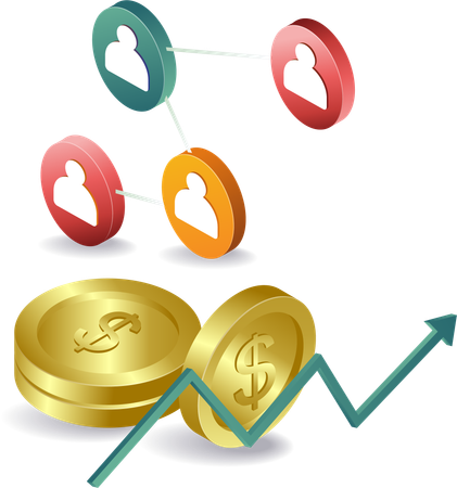 Crecimiento financiero con red de personas  Ilustración