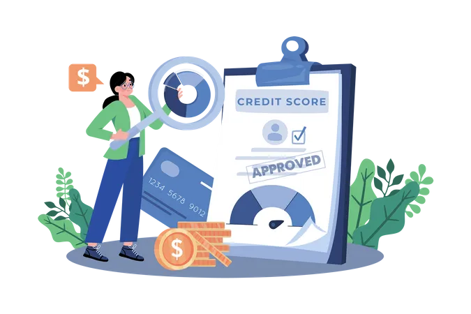 Credit analyst evaluating creditworthiness of individuals and businesses  Illustration