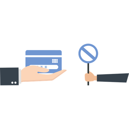 Credit Card and Forbidden Sign  Illustration