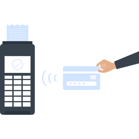 Credit Card and POS Terminal Secure Transaction  Illustration