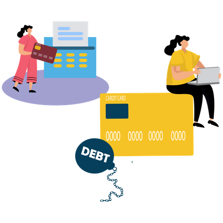 Credit card debt problem  Illustration