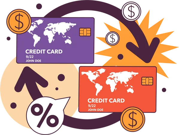 Credit card exchange  Illustration