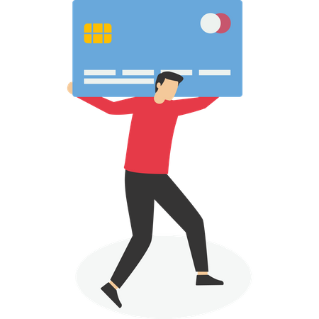 Credit card falling on businessman  Illustration