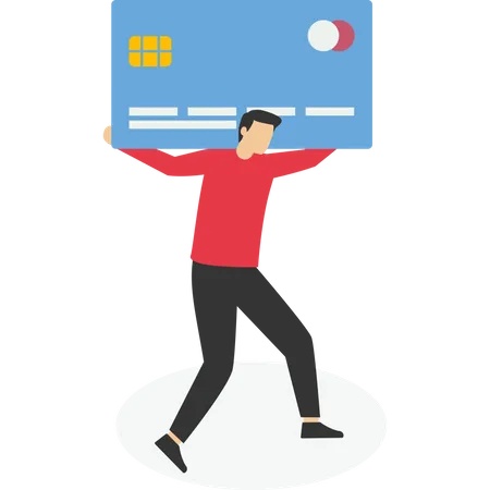 Credit Card Falling On Businessman Shadow With Word Debt Credit Card Debt Vector Illustration Design Concept In Flat Style Illustration