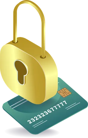 Credit card security and padlock  Illustration