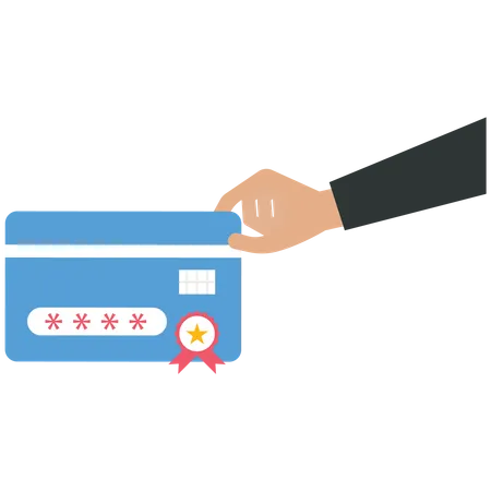 Credit Card with Award Ribbon for Best Credit Card  Illustration