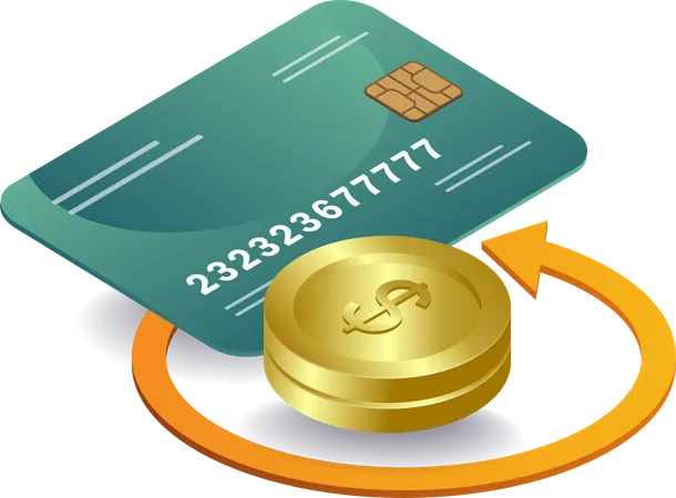 Credit card with financial cycle  Illustration