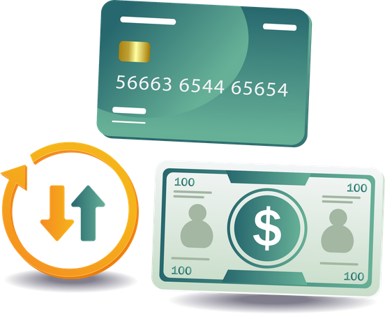 Credit card with financial transaction  Illustration