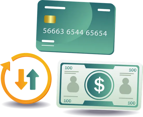 Credit card with financial transaction  Illustration