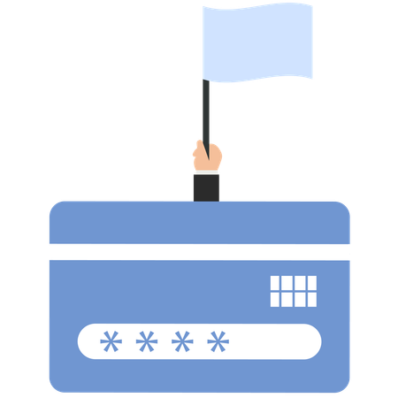 Credit Card with Flag Symbolizing Security and Password Protection  Illustration