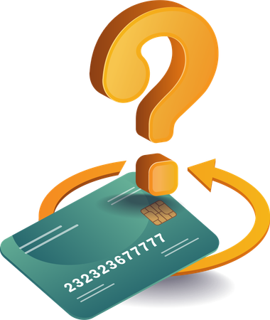 Credit card with question mark  Illustration