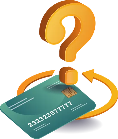 Credit card with question mark  Illustration