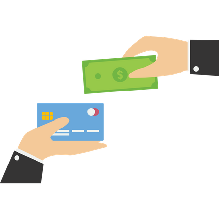 Credit cards in exchange for debt  Illustration