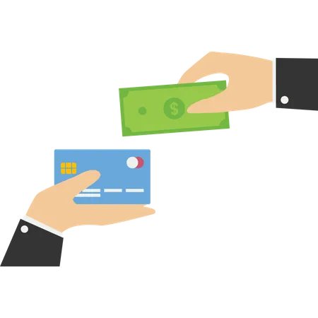 Credit Cards In Exchange For Debt Vector Illustration In Flat Style Illustration