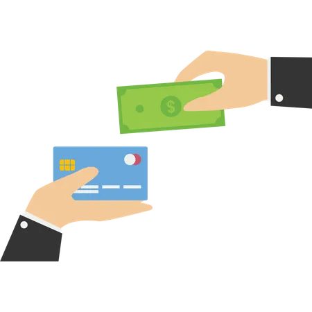 Credit cards in exchange for debt  Illustration