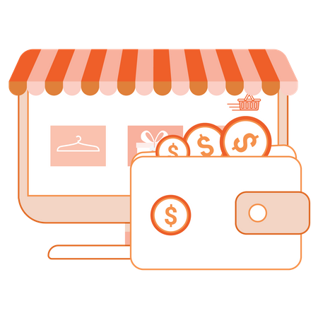 Boutique en ligne Crédit et remboursement de la boutique  Illustration