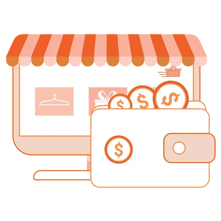 Boutique en ligne Crédit et remboursement de la boutique  Illustration
