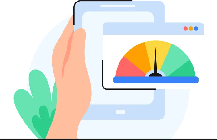 Credit Score Meter measuring performance rate  Illustration