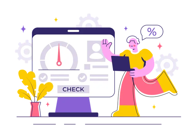 Man checking credit score  Illustration