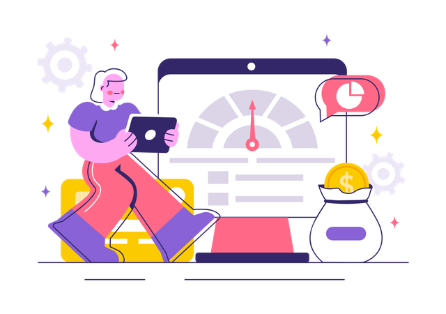 Woman checking credit score rating  Illustration