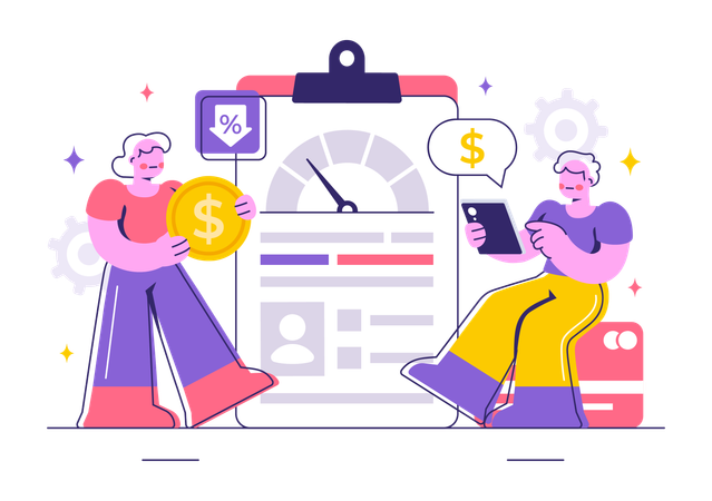 People checking credit score  Illustration