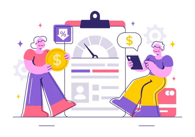 People checking credit score  Illustration