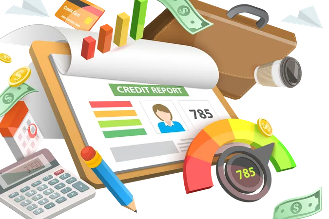 3 D Vector Conceptual Illustration Of Credit Score Report Ranking Agency Illustration
