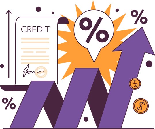 Credit with growth chart  Illustration