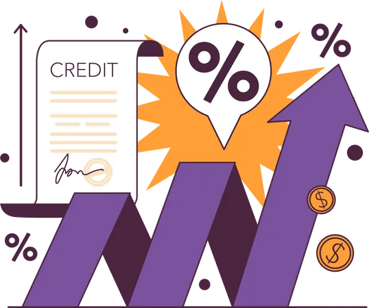 Credit with growth chart  Illustration