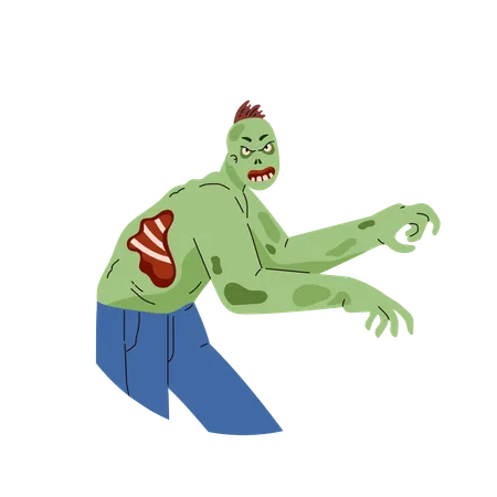 Creepy Green Zombie  Illustration