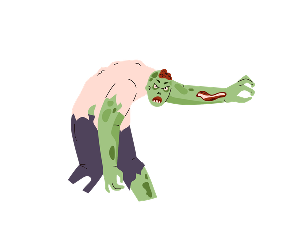 Creepy Zombie Man Corpse Rotting Cadaver Illustration