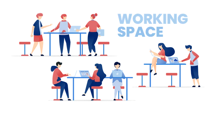 Créer des espaces de travail sûrs et confortables pour les employés  Illustration