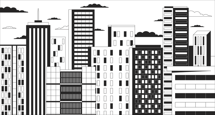 Gratte-ciel crépusculaires  Illustration