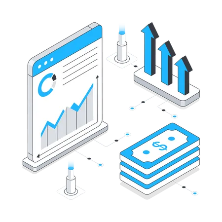 Crescimento da receita digital  Ilustração