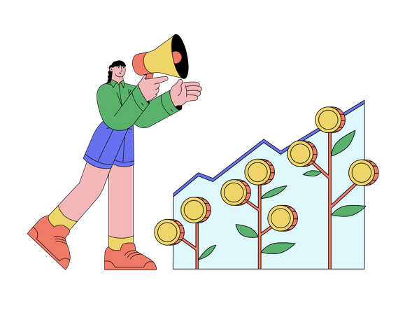 Crescimento das vendas do negócio  Ilustração
