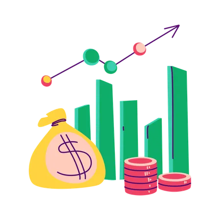 Crescimento do lucro e da receita  Ilustração