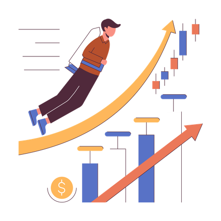 Crescimento do investimento em ações  Ilustração