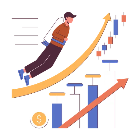 Crescimento do investimento em ações  Ilustração