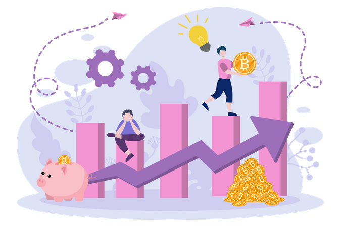 Crescimento do investimento em bitcoin  Ilustração