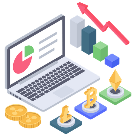 Crescimento do investimento no mercado de criptomoedas  Ilustração