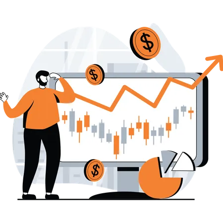 Crescimento do mercado de ações  Ilustração